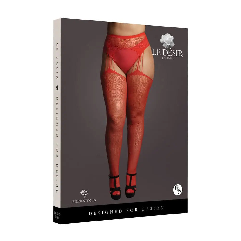 Le Desir Suspender Rhinestone Pantyhose Red Uk 14 to 20 - Save 20% - Uk - Fast - Sale United Kingdom Stoke-on-trent