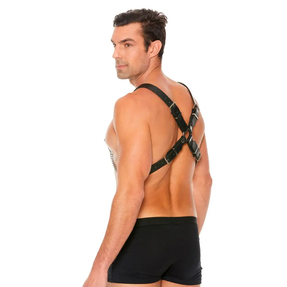 Leather Chain Harness one Size - one - Fast Shipping - Bondage & Fetish United Kingdom Stoke-on-trent