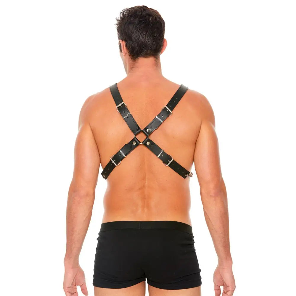 Leather Chain Harness one Size - one - Fast Shipping - Bondage & Fetish United Kingdom Stoke-on-trent