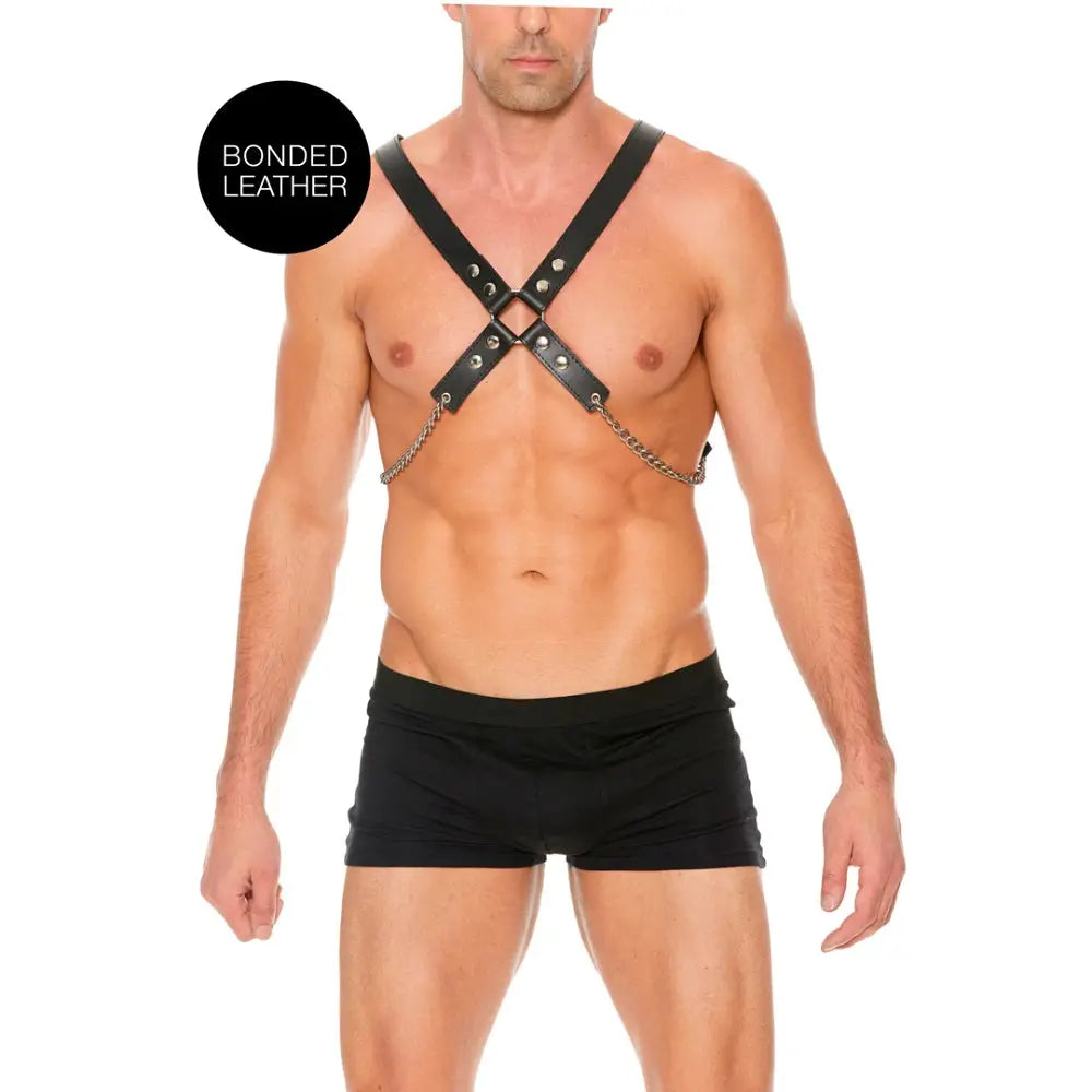 Leather Chain Harness one Size - one - Fast Shipping - Bondage & Fetish United Kingdom Stoke-on-trent