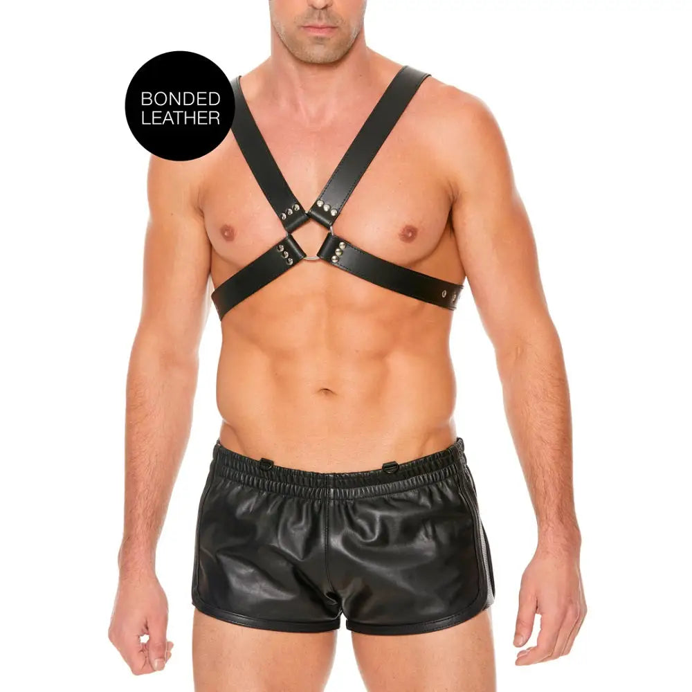 Leather Harness with Large Buckle one Size - one - Fast Shipping - Bondage & Fetish United Kingdom Stoke-on-trent