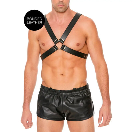 Leather Harness with Large Buckle one Size - one - Fast Shipping - Bondage & Fetish United Kingdom Stoke-on-trent