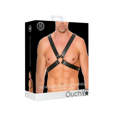 Leather Harness with Large Buckle one Size - one - Fast Shipping - Bondage & Fetish United Kingdom Stoke-on-trent
