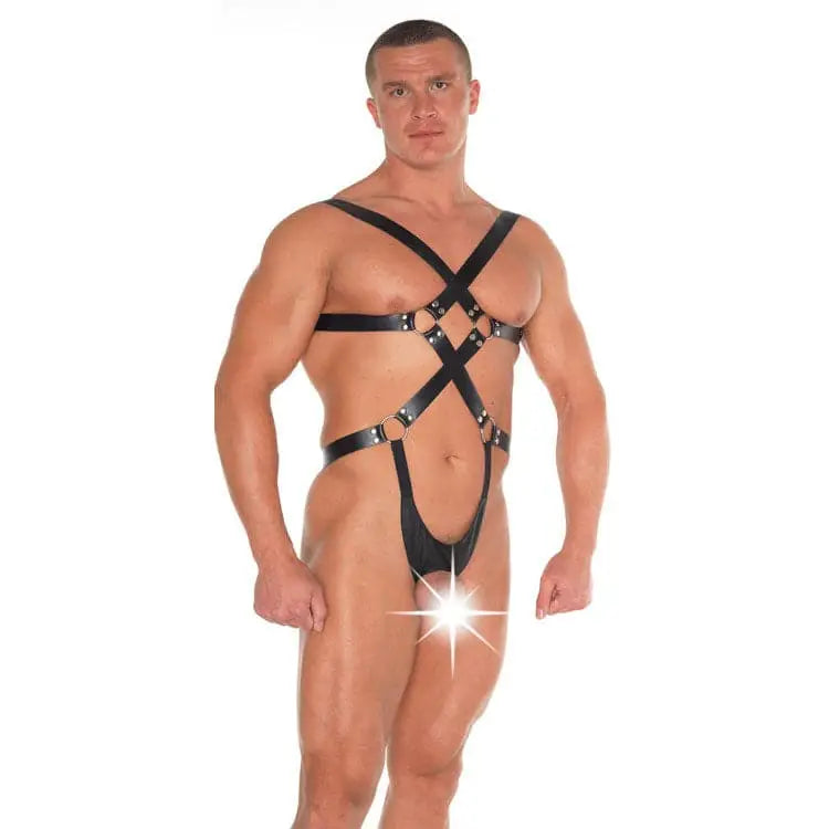 Leather Strappy Bondage Teddy - Save 20% - Fast Shipping - Sale United Kingdom Stoke-on-trent