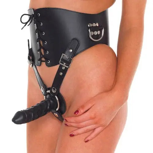Leather Waist Corset with Strap on Dildo - with on - Save 20% - Fast Shipping - United Kingdom Stoke-on-trent
