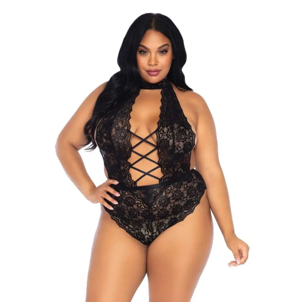 Leg Avenue Floral Lace Crotchless Teddy Black Uk 18 to 22 - Save 20% - Uk - Fast - Sale United Kingdom Stoke-on-trent