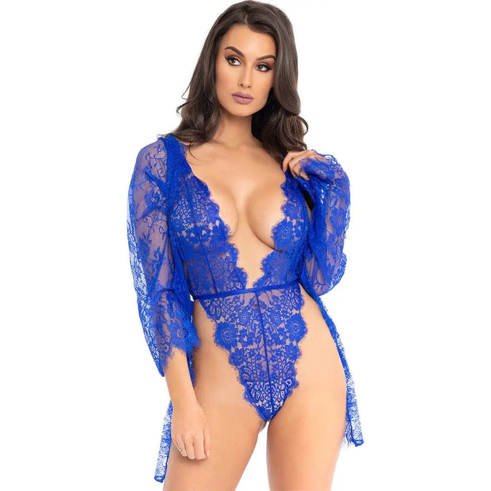 Leg Avenue Floral Lace Teddy and Robe - Fast Shipping - Sale United Kingdom Stoke-on-trent