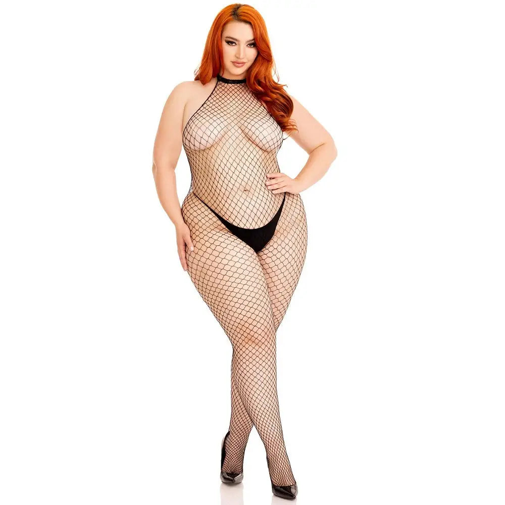 Leg Avenue Racer Neck Bodystocking Plus Size - Fast Shipping - Sexy Lingerie United Kingdom Stoke-on-trent