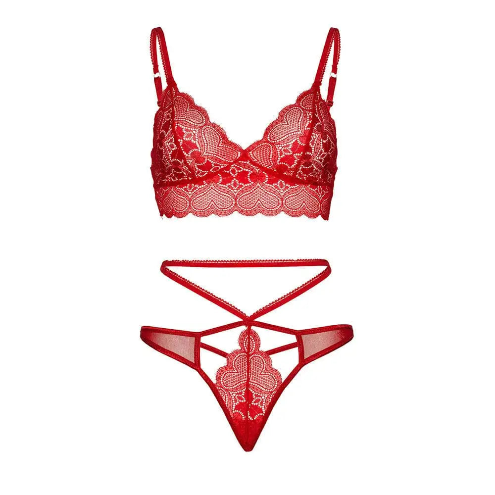 Leg Avenue Sweetheart Lace Bralette Set Red - Fast Shipping - Sale United Kingdom Stoke-on-trent