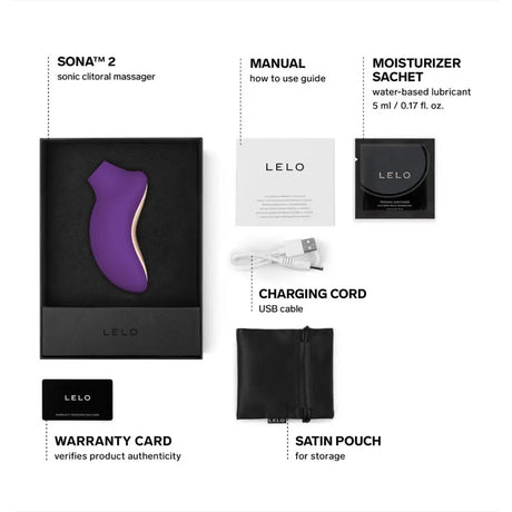 Lelo Sona 2 Sonic Clitoral Massager - Purple - Lelo Sona - Fast Shipping - Air Pulse and Suction Vibrators United Kingdom Stoke-on-trent