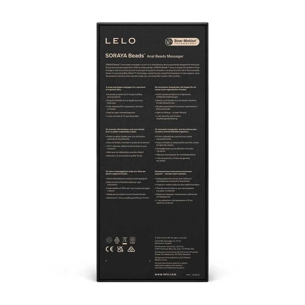 Lelo Soraya Anal Beads Black - Lelo - Fast Shipping - Vibrator United Kingdom Stoke-on-trent