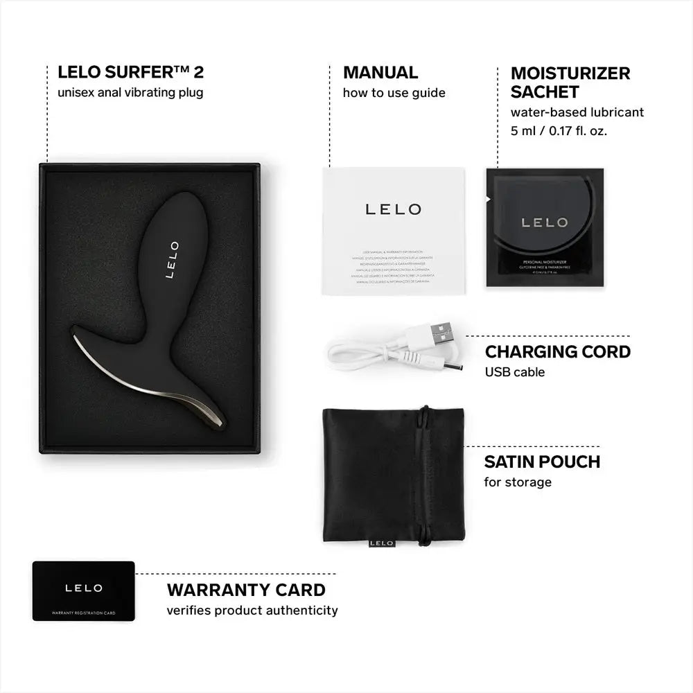 Lelo Surfer 2 Unisex Anal Vibrating Plug Black - Save 20% - Dildos United Kingdom Stoke-on-trent