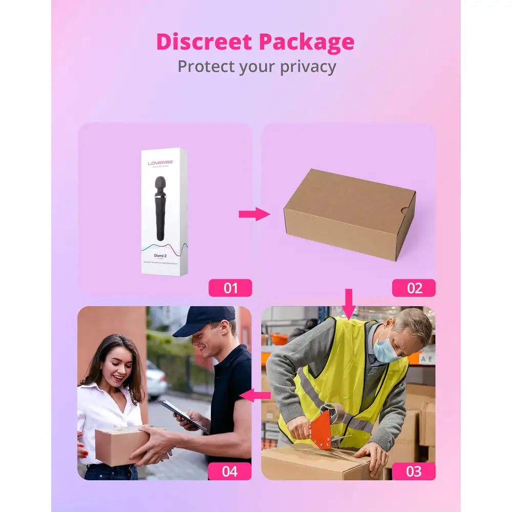 Lovense Domi 2 – App-controlled Mini Wand Vibrator (black) - Save 30% - Lovense App Control Powerful External Stimulation - United Kingdom