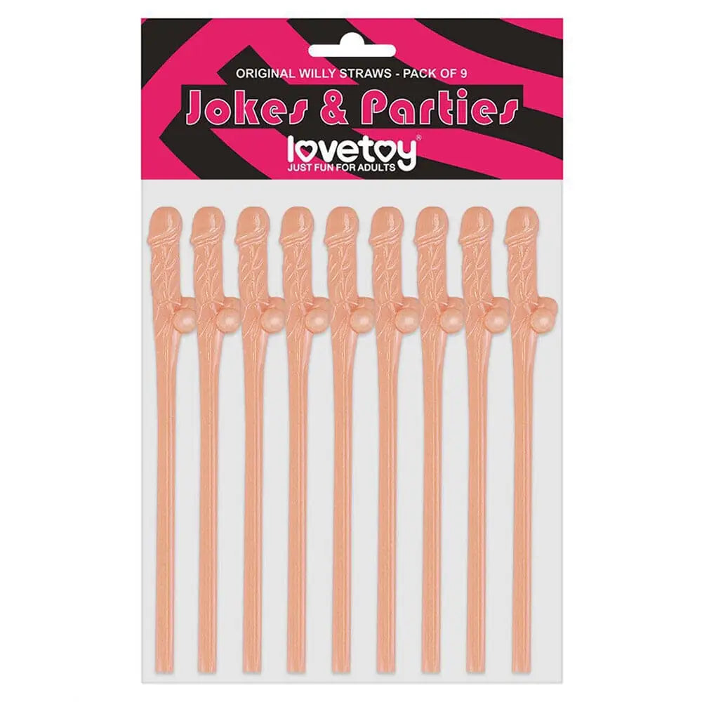 Lovetoy Pack of 9 Willy Straws Flesh Pink - Save 20% - of - Fast Shipping - Sale United Kingdom Stoke-on-trent