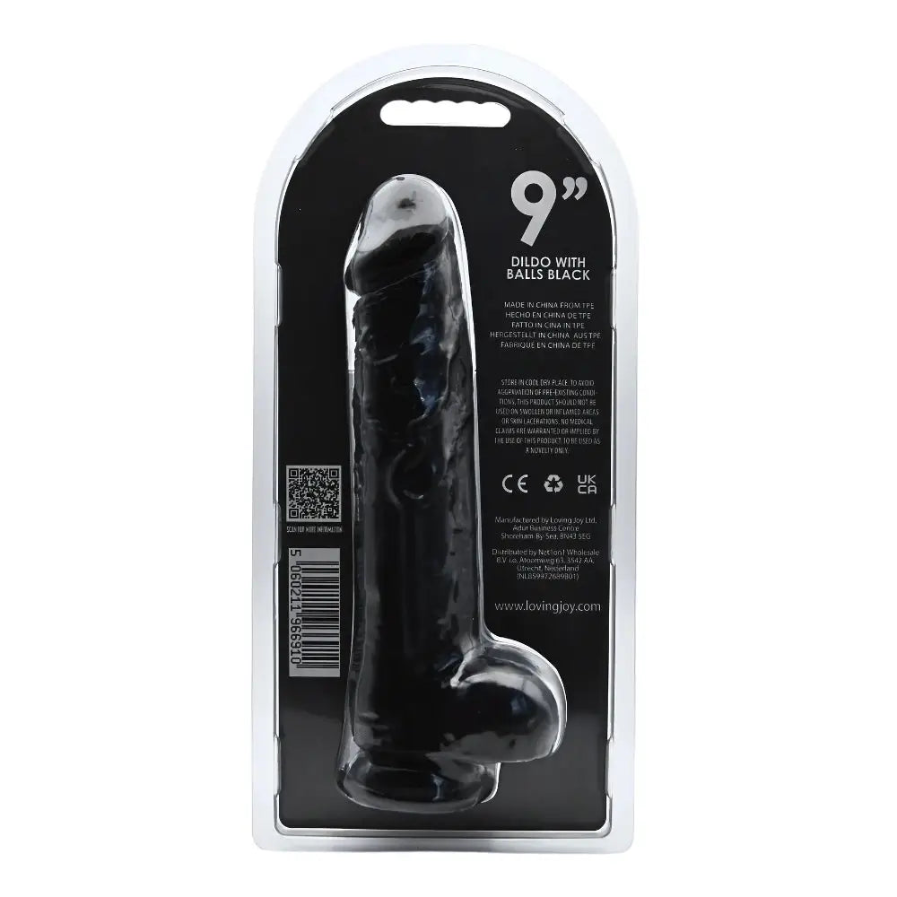 Loving Joy 9 Inch Dildo with Balls Black - Fast Shipping - United Kingdom Stoke-on-trent