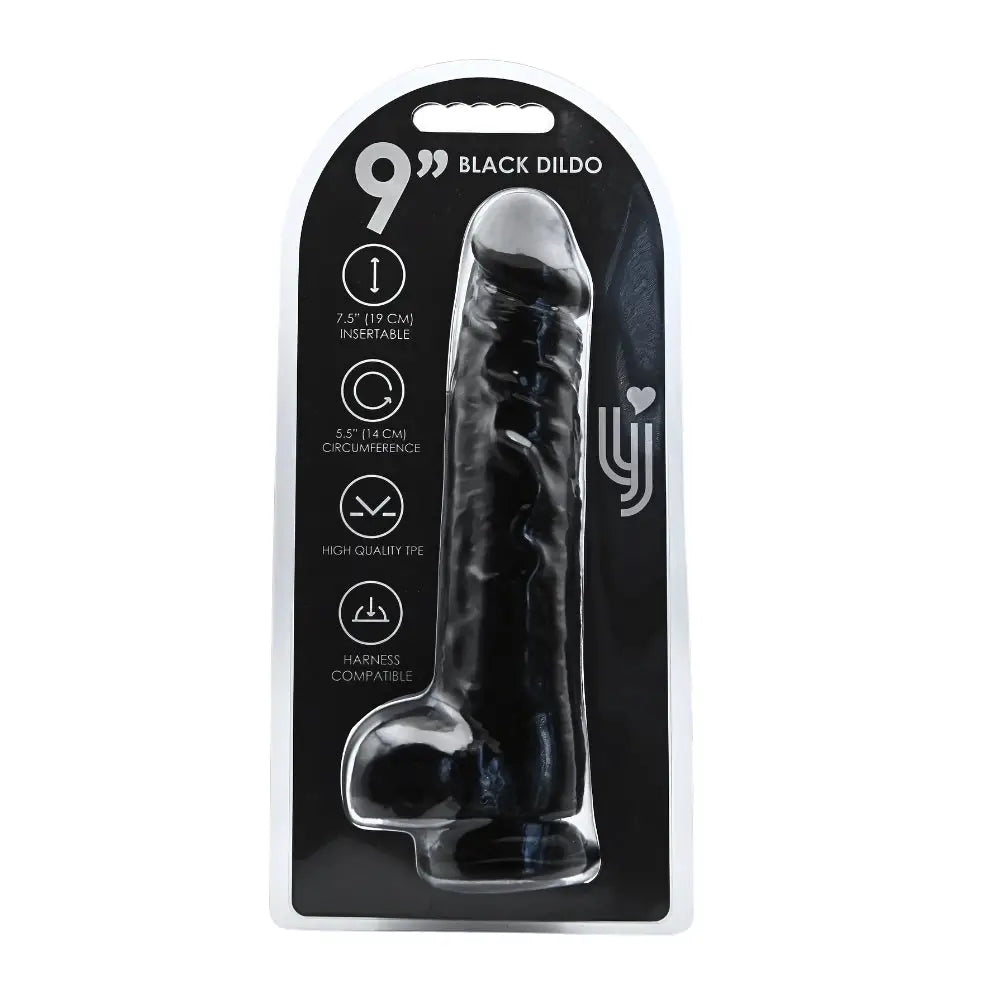 Loving Joy 9 Inch Dildo with Balls Black - Fast Shipping - United Kingdom Stoke-on-trent