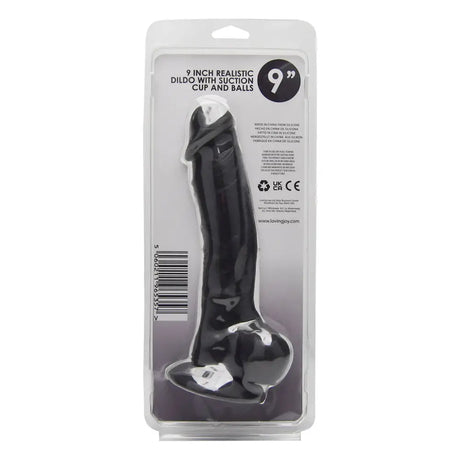 Loving Joy 9 Inch Realistic Silicone Dildo with Suction Cup and Balls Black - Dildos - Save 15% - United Kingdom Stoke-on-trent
