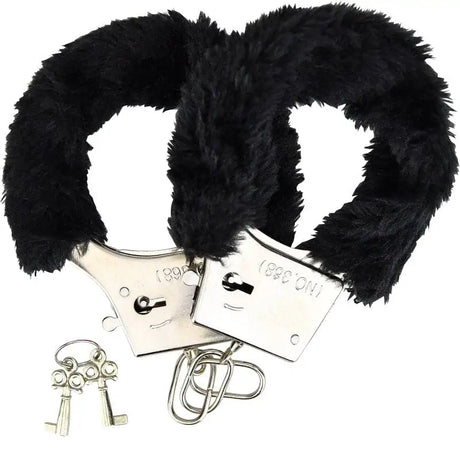 Loving Joy Furry Handcuffs Black - Bondage Restraints - Save 15% - Fast Shipping - Sale United Kingdom Stoke-on-trent