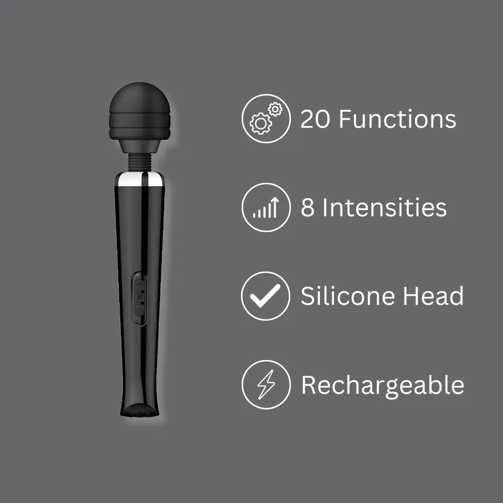 Loving Joy Rechargeable Magic Wand Vibrator Black - Fast Shipping - United Kingdom Stoke-on-trent