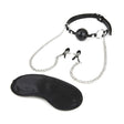 Lux Fetish Breathable Ball Gag with Nipple Chain Black - Sex Toys - Save 15% - Nipple - Sale United Kingdom Stoke-on-trent