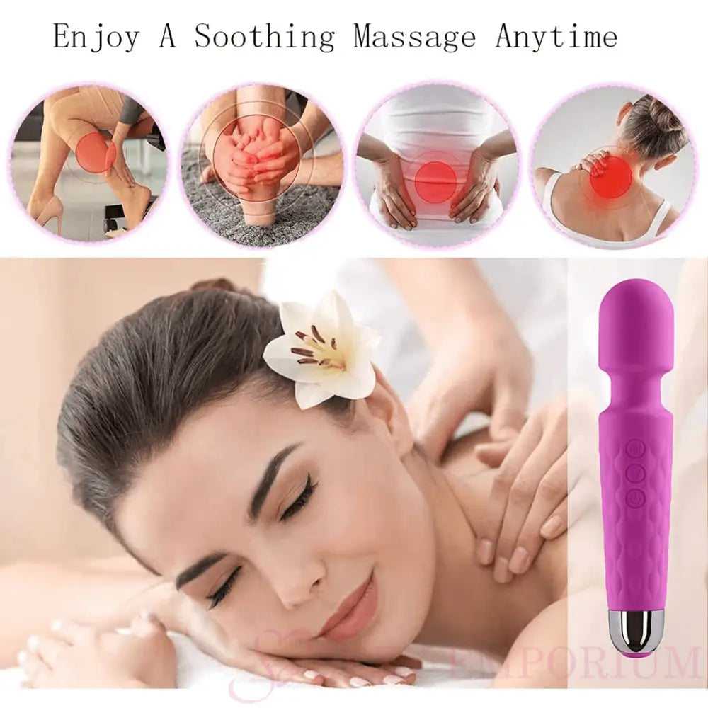 Luxurious Silicone 20 Frequency Vibration Wand Purple - Save 35% - Vibrator United Kingdom Stoke-on-trent