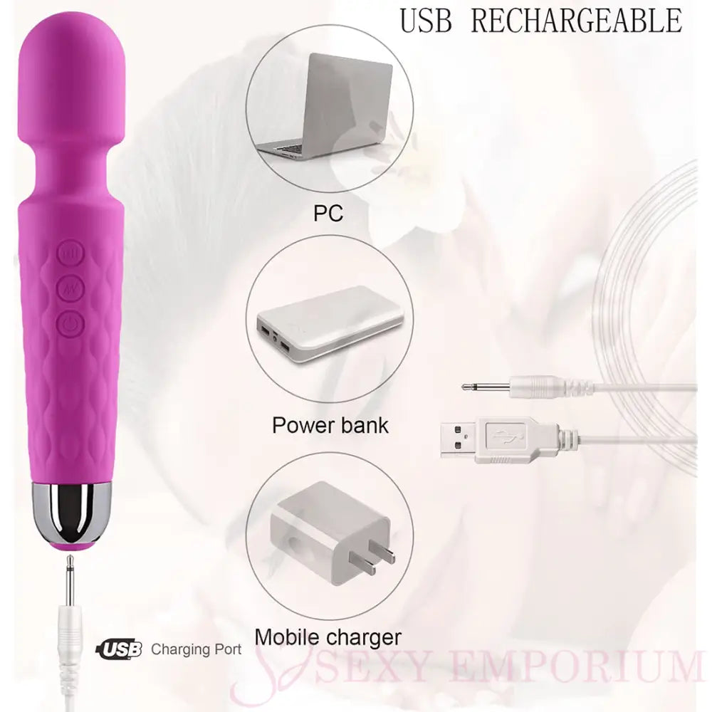 Luxurious Silicone 20 Frequency Vibration Wand Purple - Save 35% - Vibrator United Kingdom Stoke-on-trent