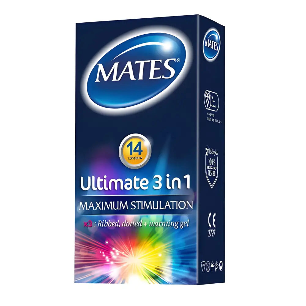 Mates Ultimate 3 in 1 Condoms 14 Pack - Save 15% - Fast Shipping - Sale United Kingdom Stoke-on-trent