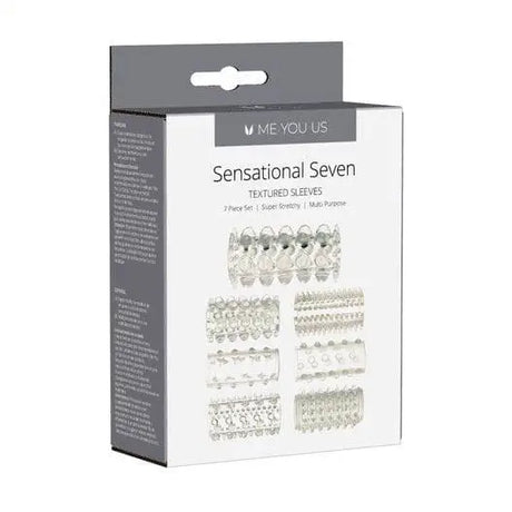 Me you us Sensational Seven Textured Sleeves Transparent Small - Sex Toys - Save 15% - you us - Sale United Kingdom Stoke-on-trent