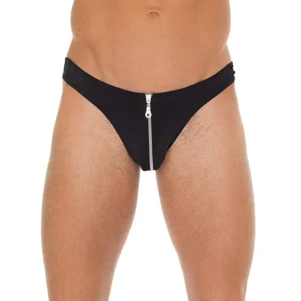 Mens Black Gstring with Zipper on Pouch - Save 15% - Gstring with on - Fast Shipping - Sale United Kingdom Stoke-on-trent
