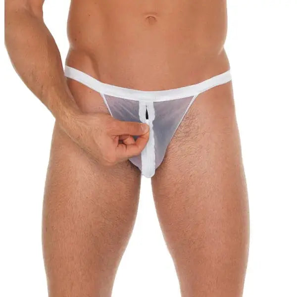 Mens White Mesh Pouch with Gstring - Save 15% - with Gstring - Fast Shipping - Sale United Kingdom Stoke-on-trent