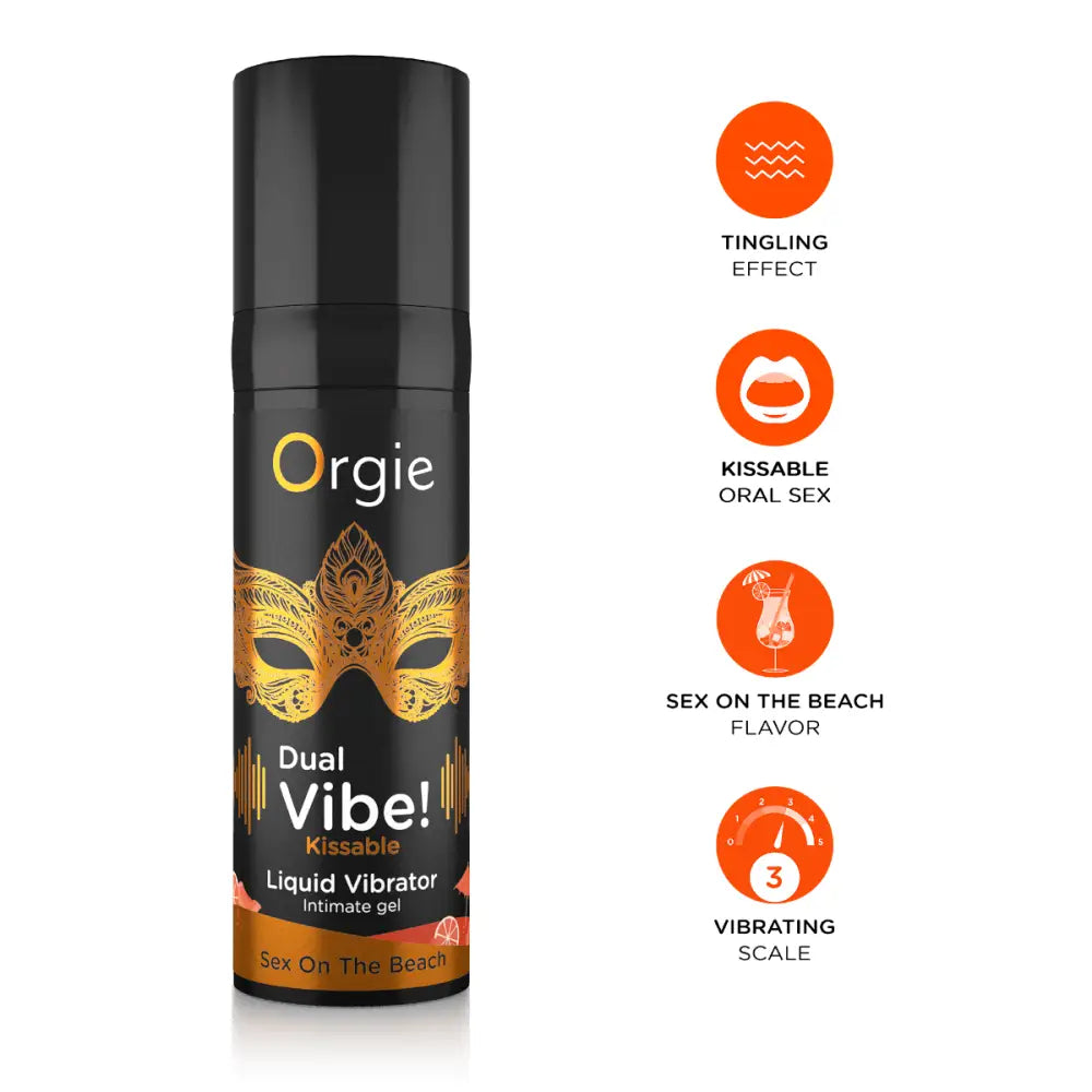 Orgie Dual Vibe - Kissable Liquid Vibrator - Sex on the Beach 15ml - Save 10% - on the - Sale United Kingdom Stoke-on-trent