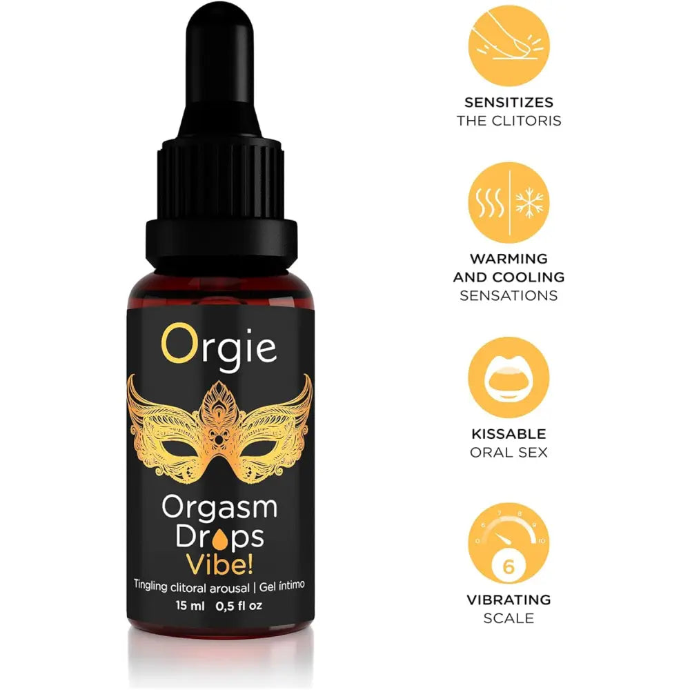 Orgie Orgasm Drops - Vibe! - Tingling Clitoral Arousal Serum 15ml - Save 20% - Sale United Kingdom Stoke-on-trent