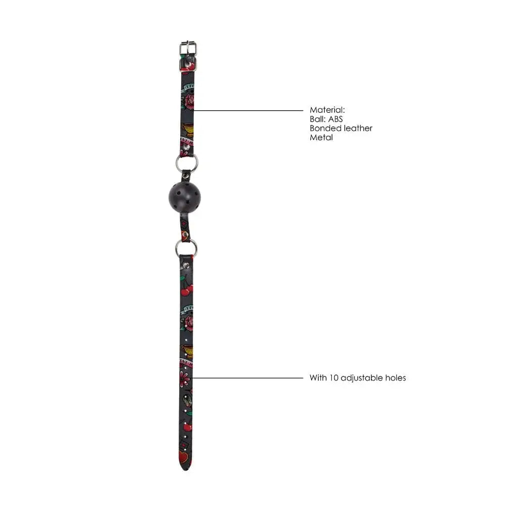 Ouch Breathable Ball Gag with Printed Leather Straps - Save 15% - with - Sale United Kingdom Stoke-on-trent