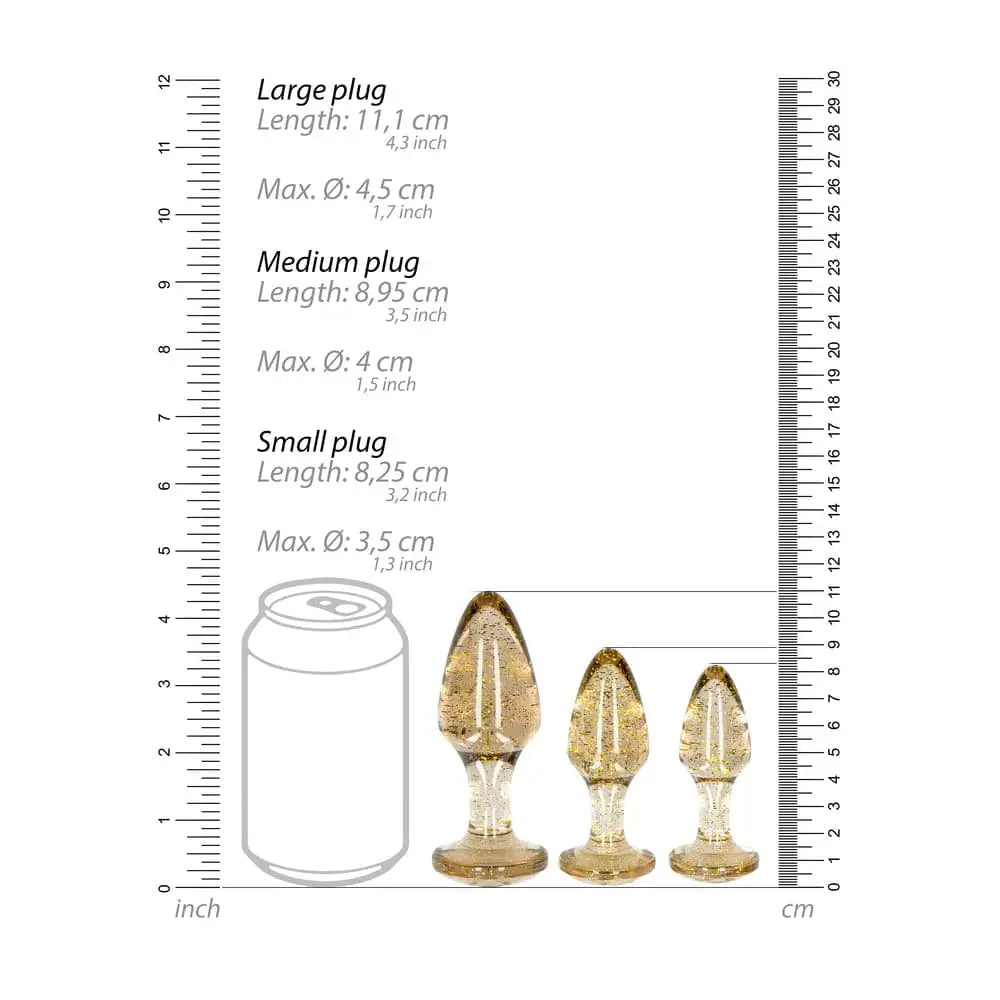 Ouch Golden Glitter Acrylic Butt Plug Set - Save 20% - Fast Shipping - Sale United Kingdom Stoke-on-trent