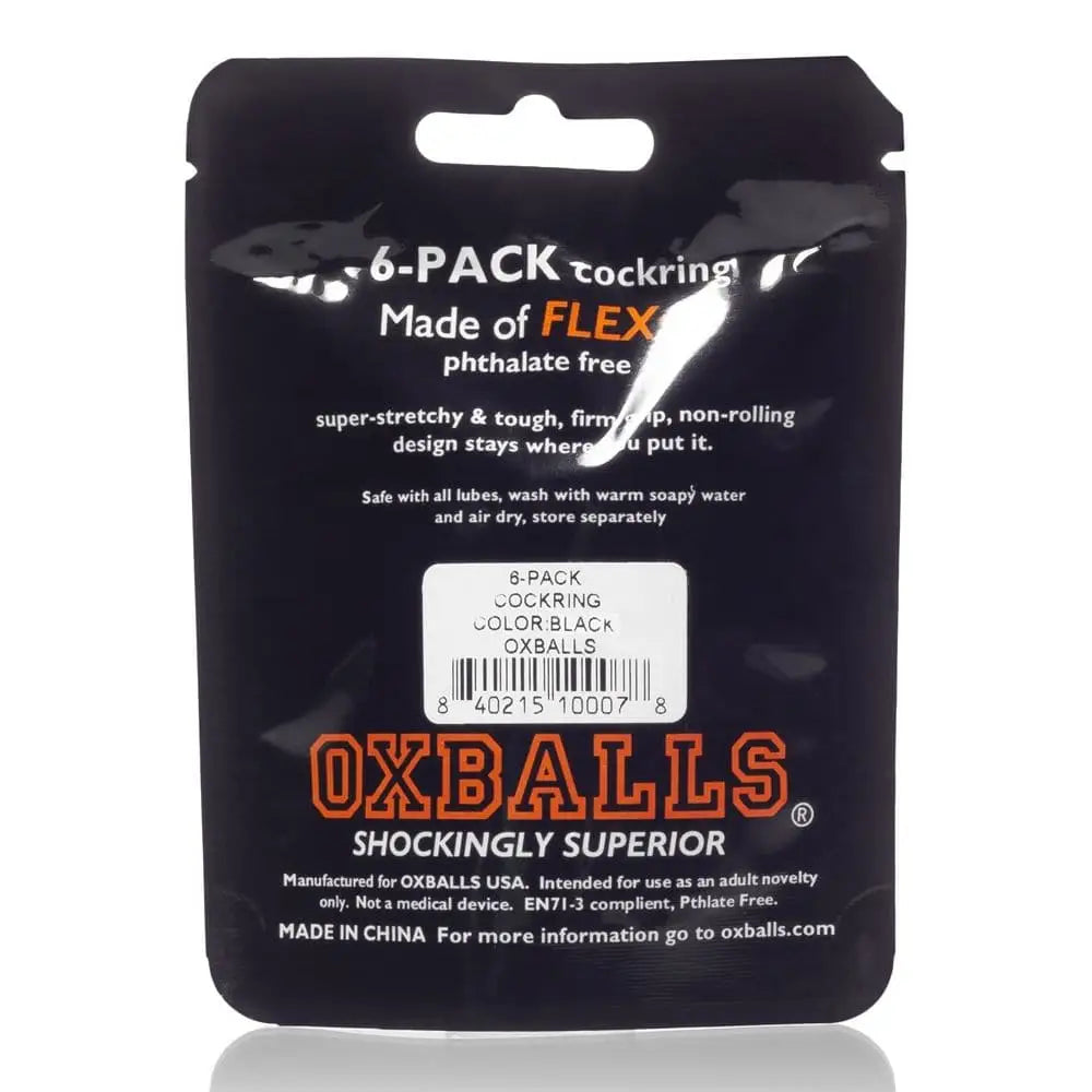 Oxballs 6 Pack Cock Ring Black - Save 15% - Fast Shipping - Sale United Kingdom Stoke-on-trent