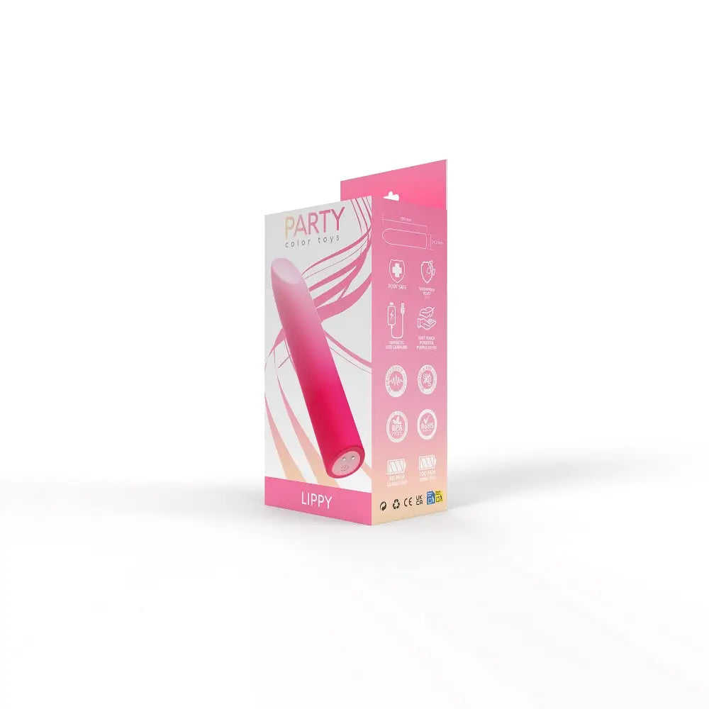 Party Color Lippy Rechargeable Bullet Vibrator Pink - Lippy - Fast Shipping - United Kingdom Stoke-on-trent