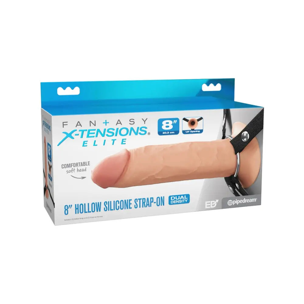 Pipedream - Fantasy X-tensions Elite - 8’’ Silicone Hollow Strap-on - Dual Density - Light - New Products – Latest Sex Toys & Adult