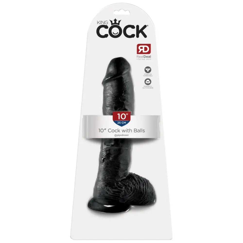 Pipedream - King Cock - 10’’ with Balls - Black - Save 10% - Big Dildos United Kingdom Stoke-on-trent