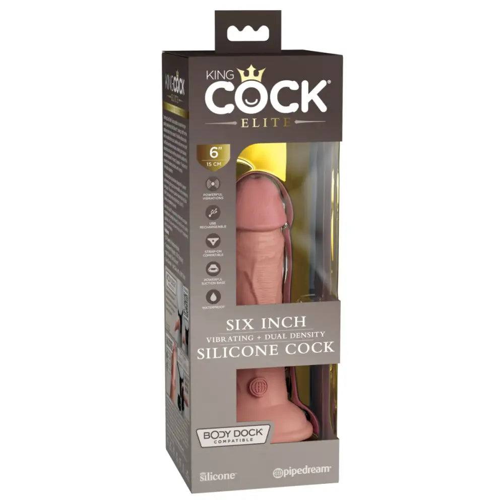 Pipedream - King Cock Elite - 6’’ Dual Density Vibrating Silicone - Light - Save 10% - Dildos United Kingdom Stoke-on-trent