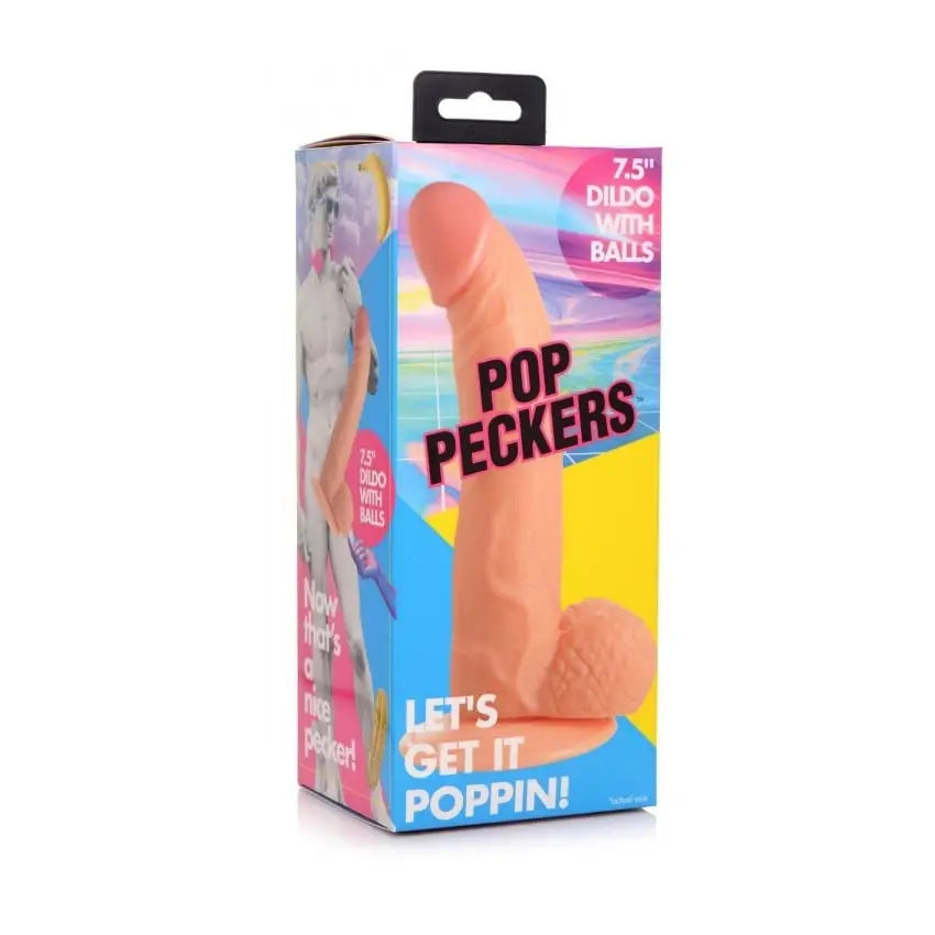 Pop Peckers Dildo with Balls Light 7.5 Inch - with - Fast Shipping - United Kingdom Stoke-on-trent