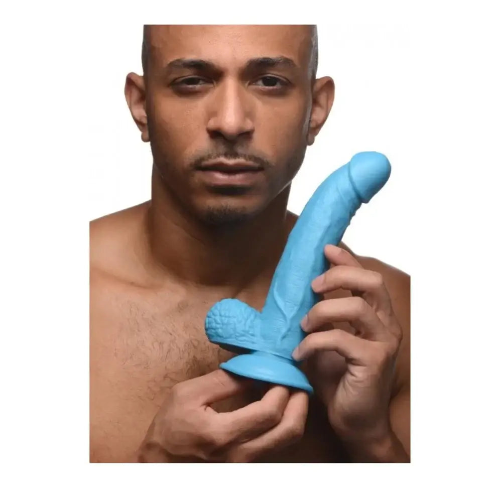 Pop Peckers Large Dildo with Balls 7.5 Inch Blue Suction Cup - Save 20% - with - United Kingdom Stoke-on-trent