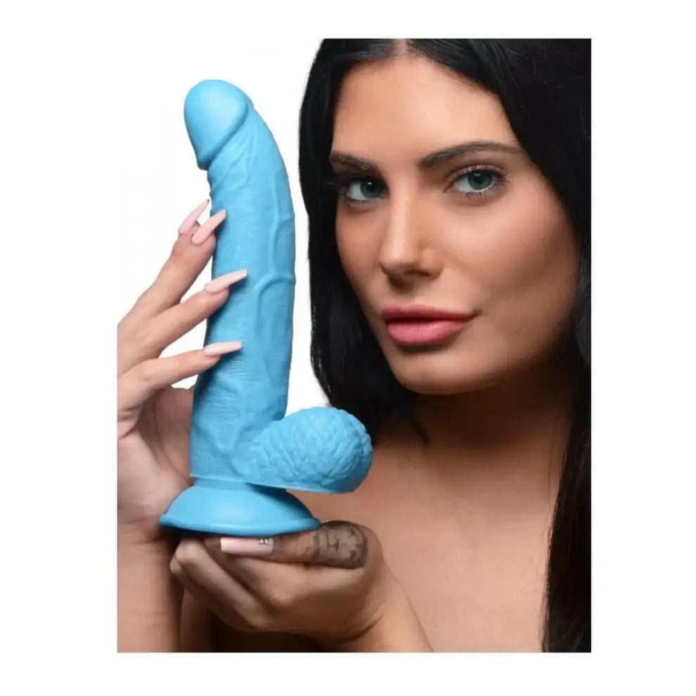 Pop Peckers Large Dildo with Balls 7.5 Inch Blue Suction Cup - Save 20% - with - United Kingdom Stoke-on-trent