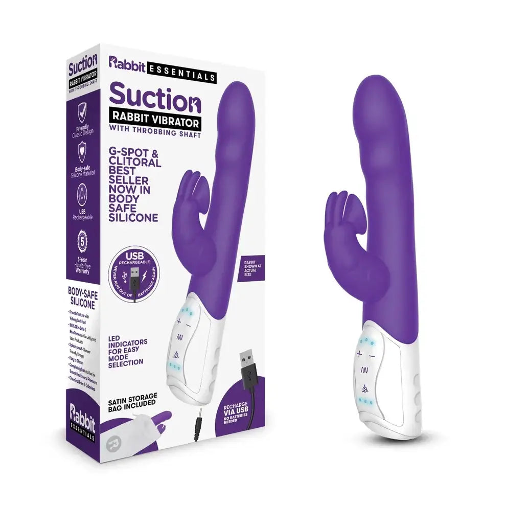 Rabbit Essentials Suction Vibrator with Throbbing Shaft Sex Toy for Women - Save 5% - with - United Kingdom Stoke-on-trent