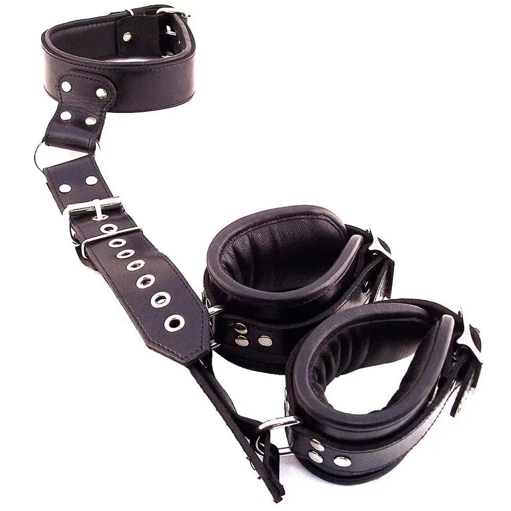 Rouge Garments Black Leather Neck to Wrist Restraints - Save 20% - Fast Shipping - Sale United Kingdom Stoke-on-trent