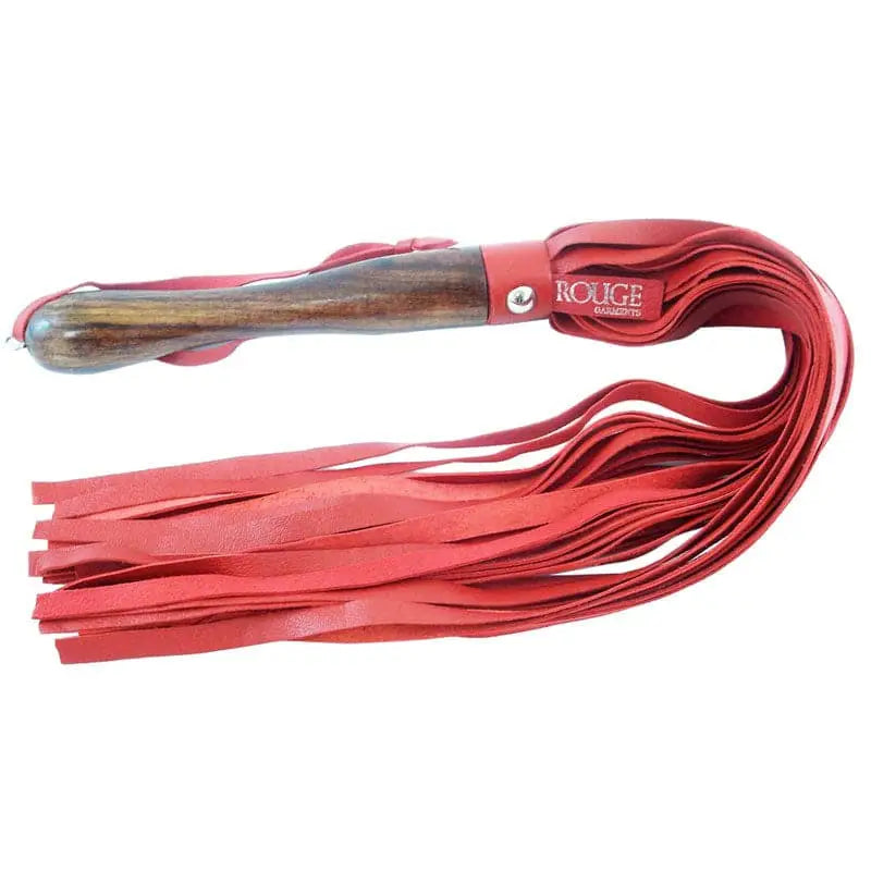 Rouge Garments Wooden Handled Red Leather Flogger - Save 15% - Fast Shipping - Sale United Kingdom Stoke-on-trent