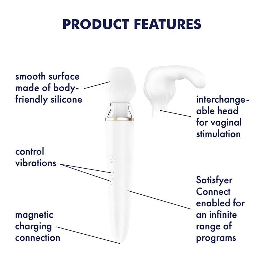 Satisfyer Double Wand-er White Incl. Bluetooth and App - Save 10% - White Incl. - Fast Shipping - Vibrator United Kingdom Stoke-on-trent