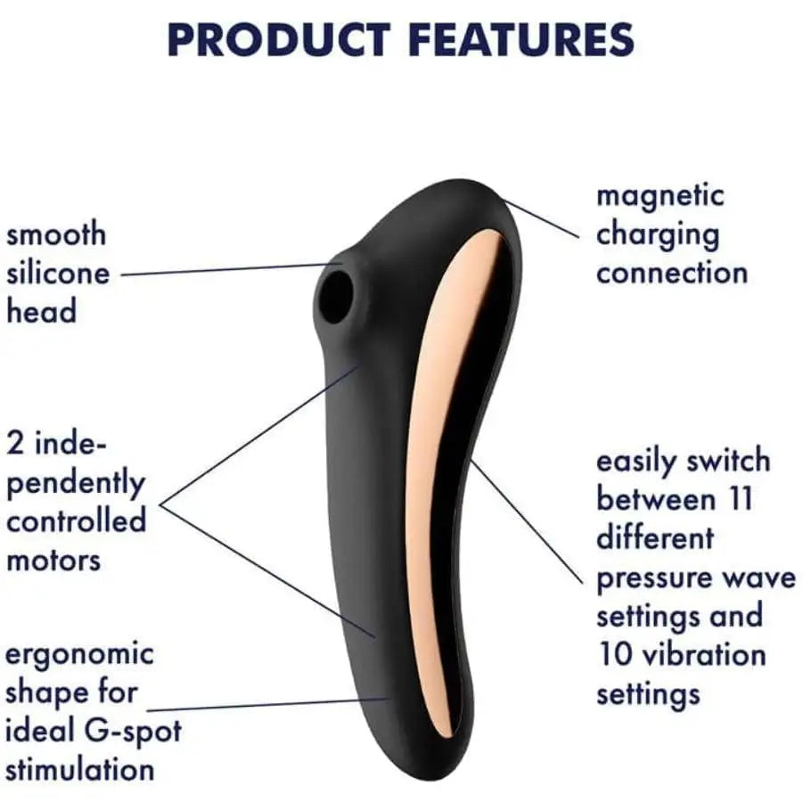Satisfyer Dual Kiss - Black - Save 15% - Fast Shipping - Vibrator United Kingdom Stoke-on-trent