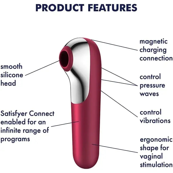 Satisfyer Dual Love App-controlled Air Pulse & Vibration Sex Toy – Red - Save 20% - App-enabled Clitoral Suction - Vibrator United Kingdom