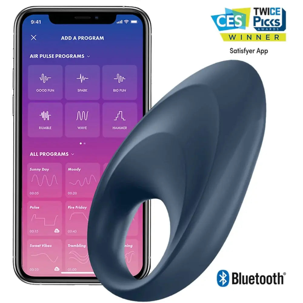 Satisfyer Mighty one Ring Vibrator Blue - Sex Toys - Save 15% - one - Fast Shipping - Sale United Kingdom Stoke-on-trent