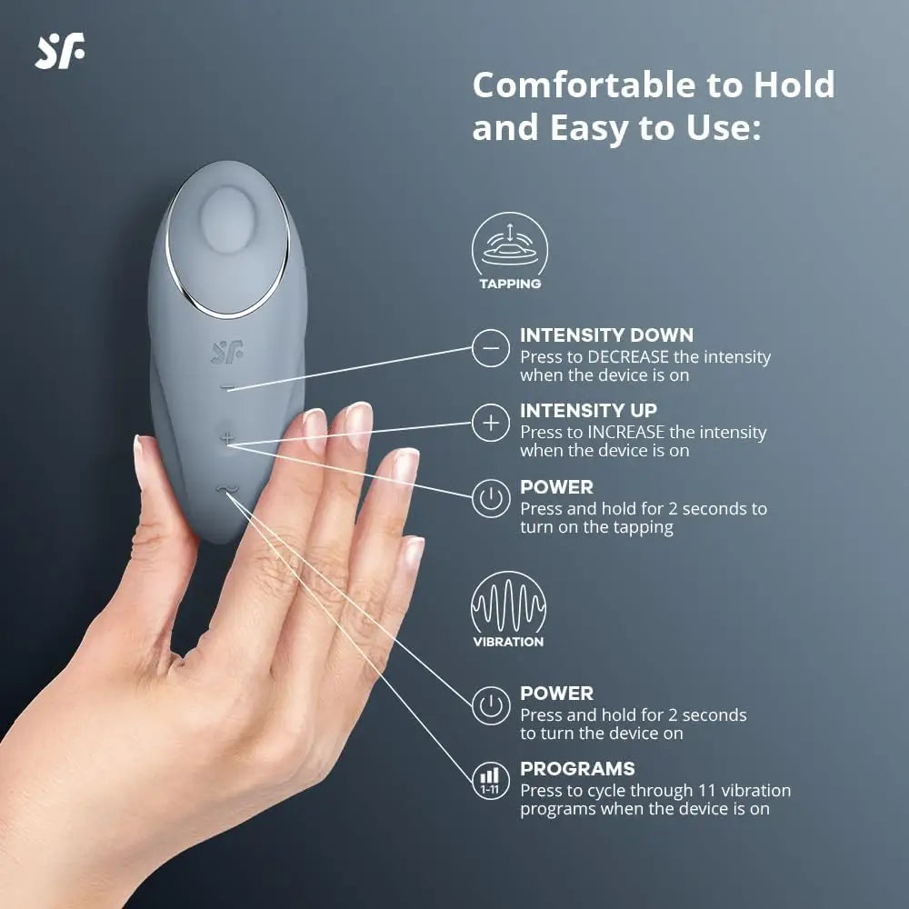 Satisfyer Tap & Climax 1 - Bluegrey - Save 20% - Fast Shipping - Vibrator United Kingdom Stoke-on-trent